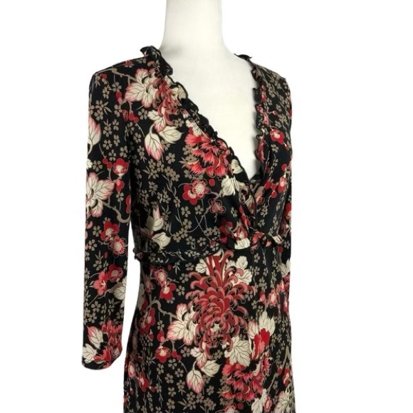 🥀 BCBGMaxAzria, Spider Chrysanthemums Floral Midi Dress - Picture 7 of 15